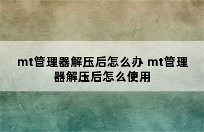 mt管理器解压后怎么办 mt管理器解压后怎么使用